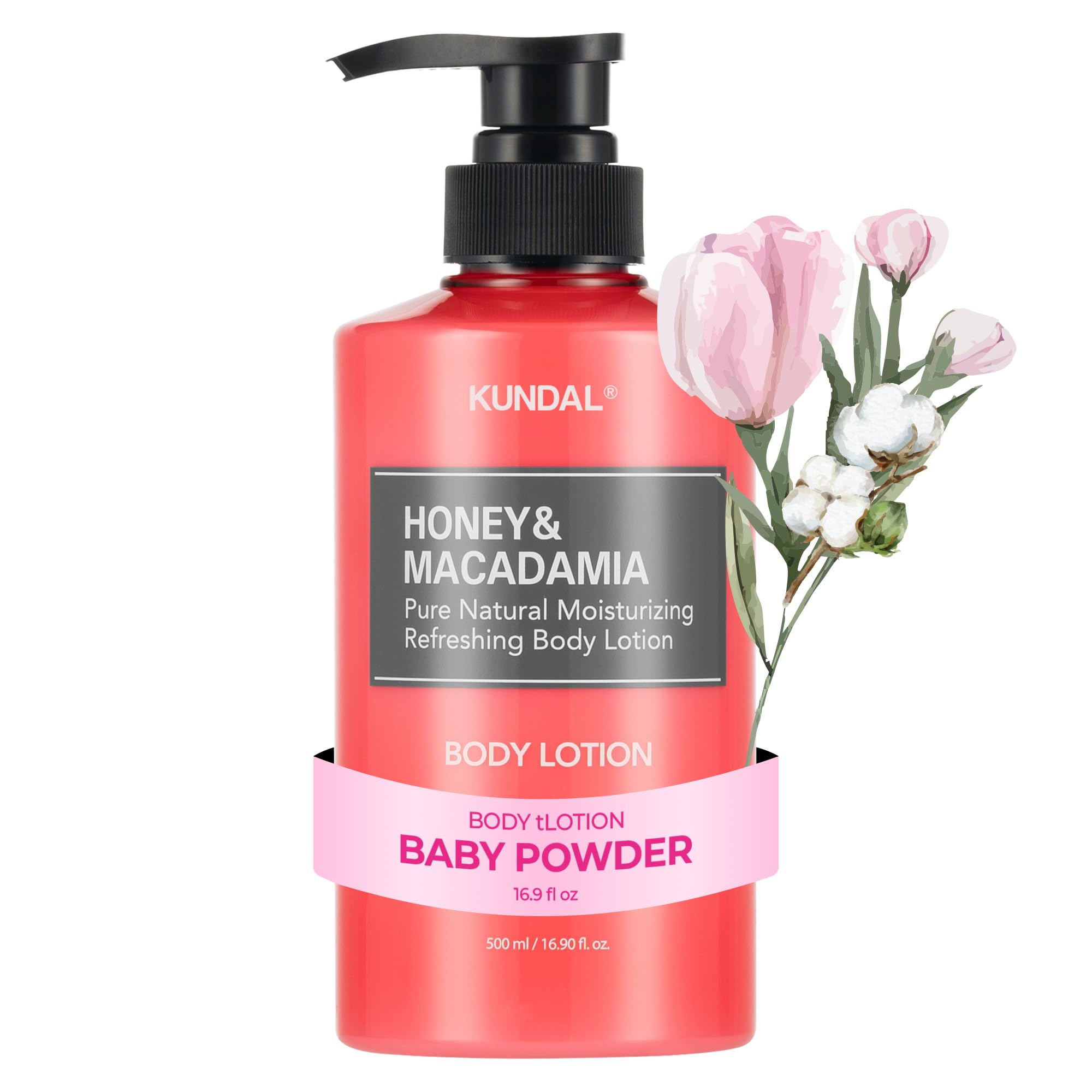 KUNDAL, Nemlendirici ve Besleyici Vücut Losyonu KUNDAL Honey& Macadamia Pure Body Lotion 500ml (Baby Powder)