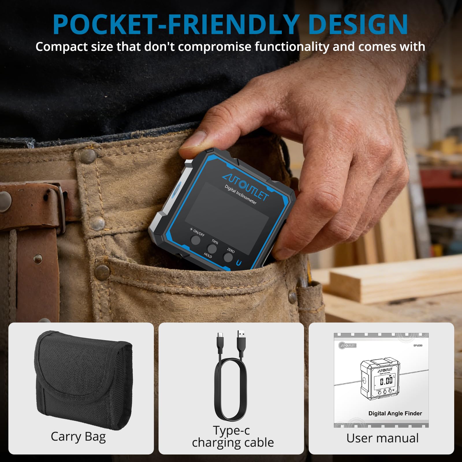AUTOUTLET Inclinómetro Digital con laser 4x4 Buscador de Ángulos 4 * 90 ° Indicador de Bisel, Inclinómetro con Luz de Fondo Magnética, IP54 Impermeable Caja de Nivel Digital