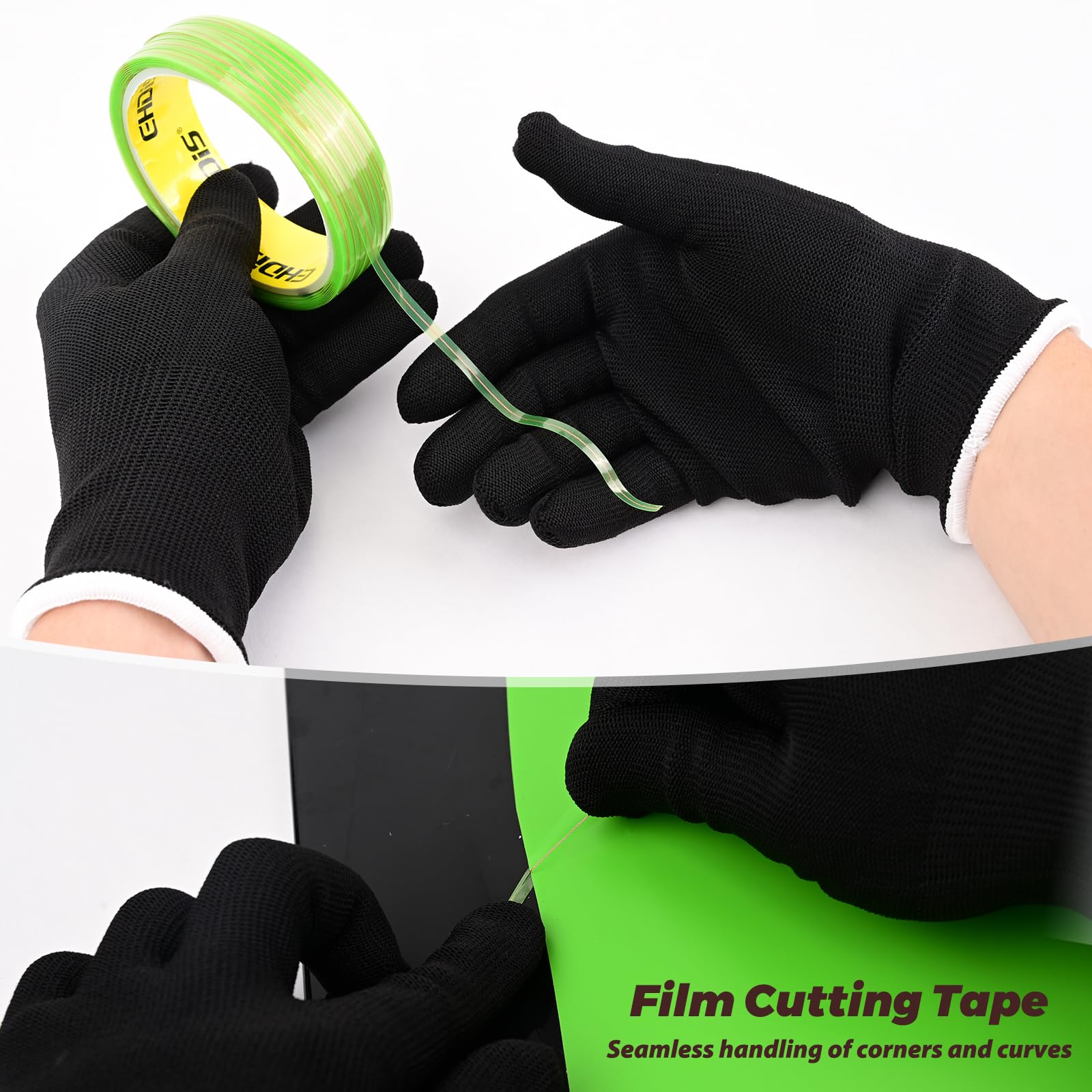 EHDIS 50M Knifeless Tape mit Handschuhe, Messerloses Klebeband für feine Konturen beim Folienscheiden, Schneideband für Car Wrapping Vinylfolie Schneidelinie Nadelstreifen