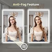 Vista 186 de WTTY LED Bathroom Mirror 32"x32" with Backlit and Front Light,Stepless Dimmable LED Mirror for Bathroom,Anti-Fog Lighted Bathroom Vanity Mirror