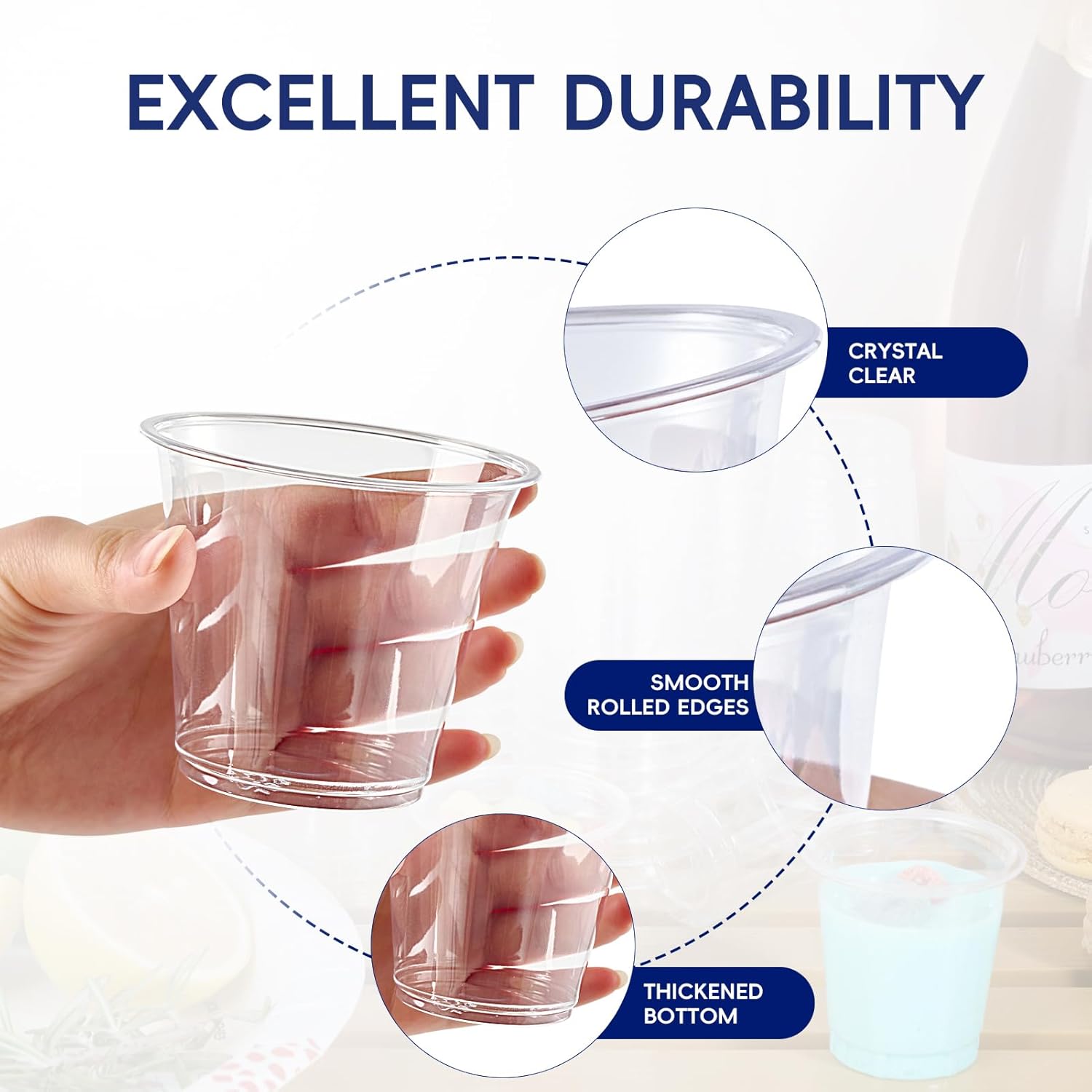 JOLLY CHEF 300 Pack Clear Plastic Cups, 9 oz Crystal Clear PET Party Cups, Classic Clear Disposable Wine Cups for Wedding, Thanksgiving, Birthday, Halloween, Christmas Party - Image 4