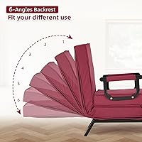 Vista 68 de Sillón convertible para cama, sillón tapizado de tres pliegues con almohada, sofá plegable de ocio con respaldo ajustable de 6 ángulos, cama