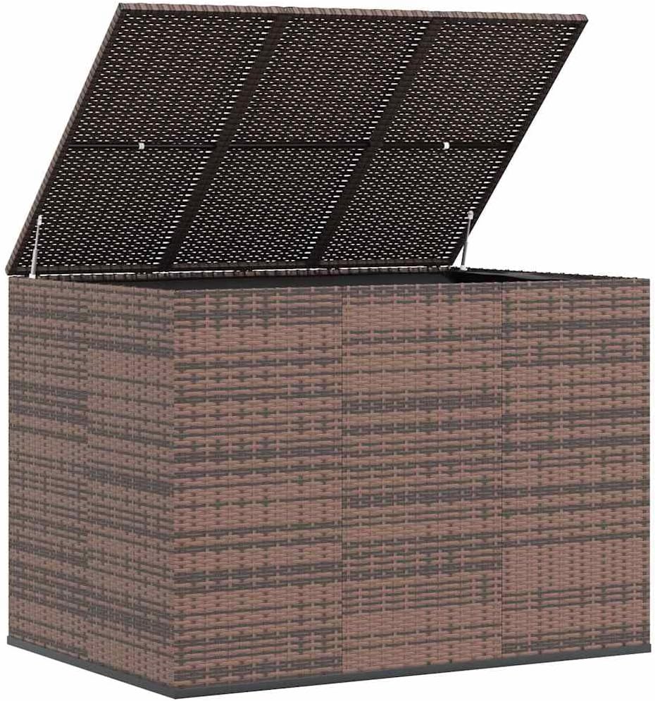 Cushion Box Brown PE rattan with powder-coated steel frame, 57.1 x 39.4 x 40.6 in, outdoor storage box waterproof for patio, deck box, storage chest, delivery boxes for outside