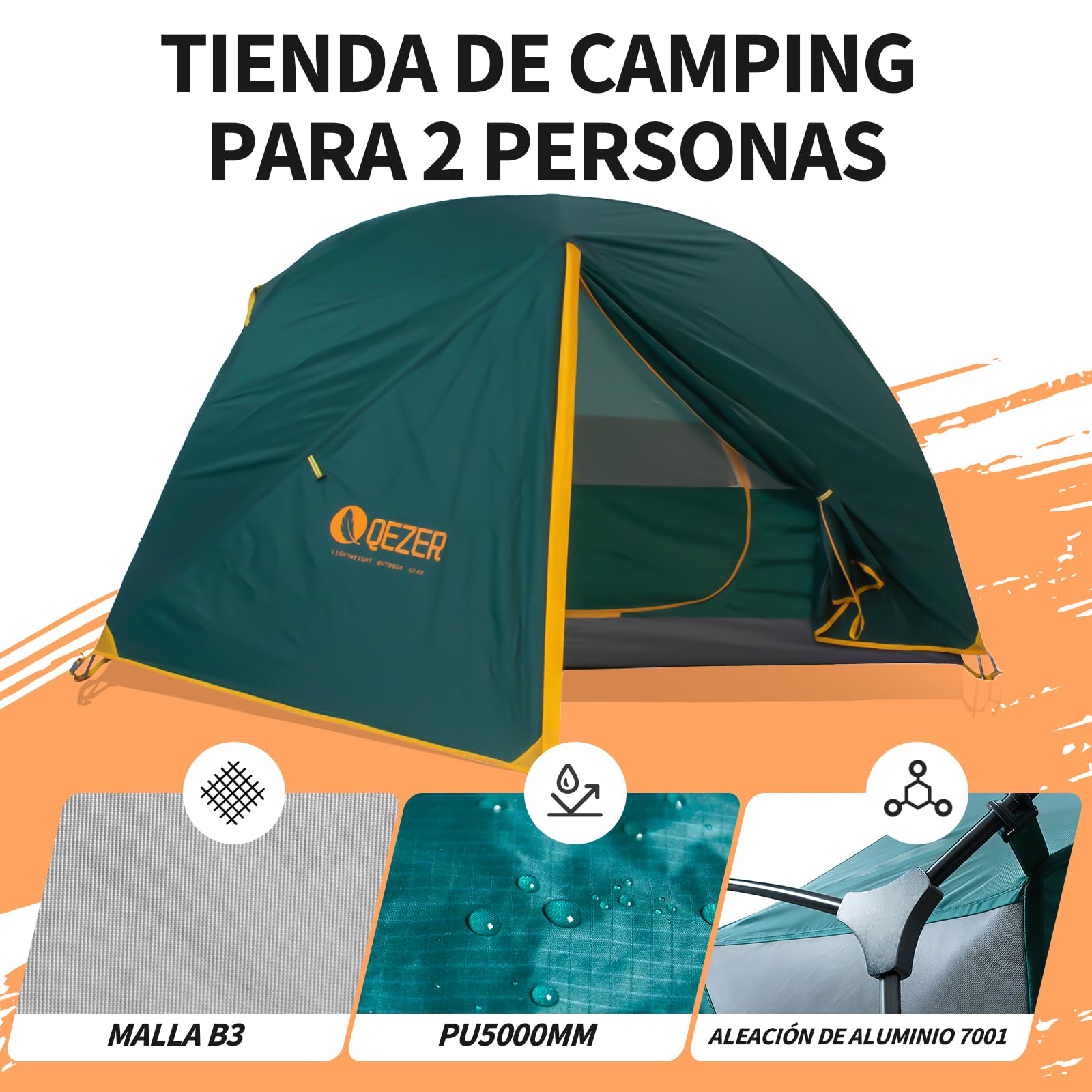 Tienda de campaña con cúpula Ultraligera, Impermeable y Resistente al Viento, Adecuada para Tres/Cuatro Estaciones