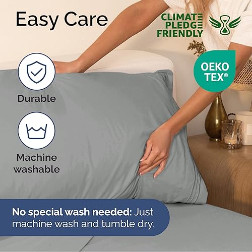 Vista 1768 de Juego de sábanas de 4 piezas tamaño king, extrasuaves, transpirables y refrescantes con esquinas profundas, sábanas de fácil ajuste y sin arrugas