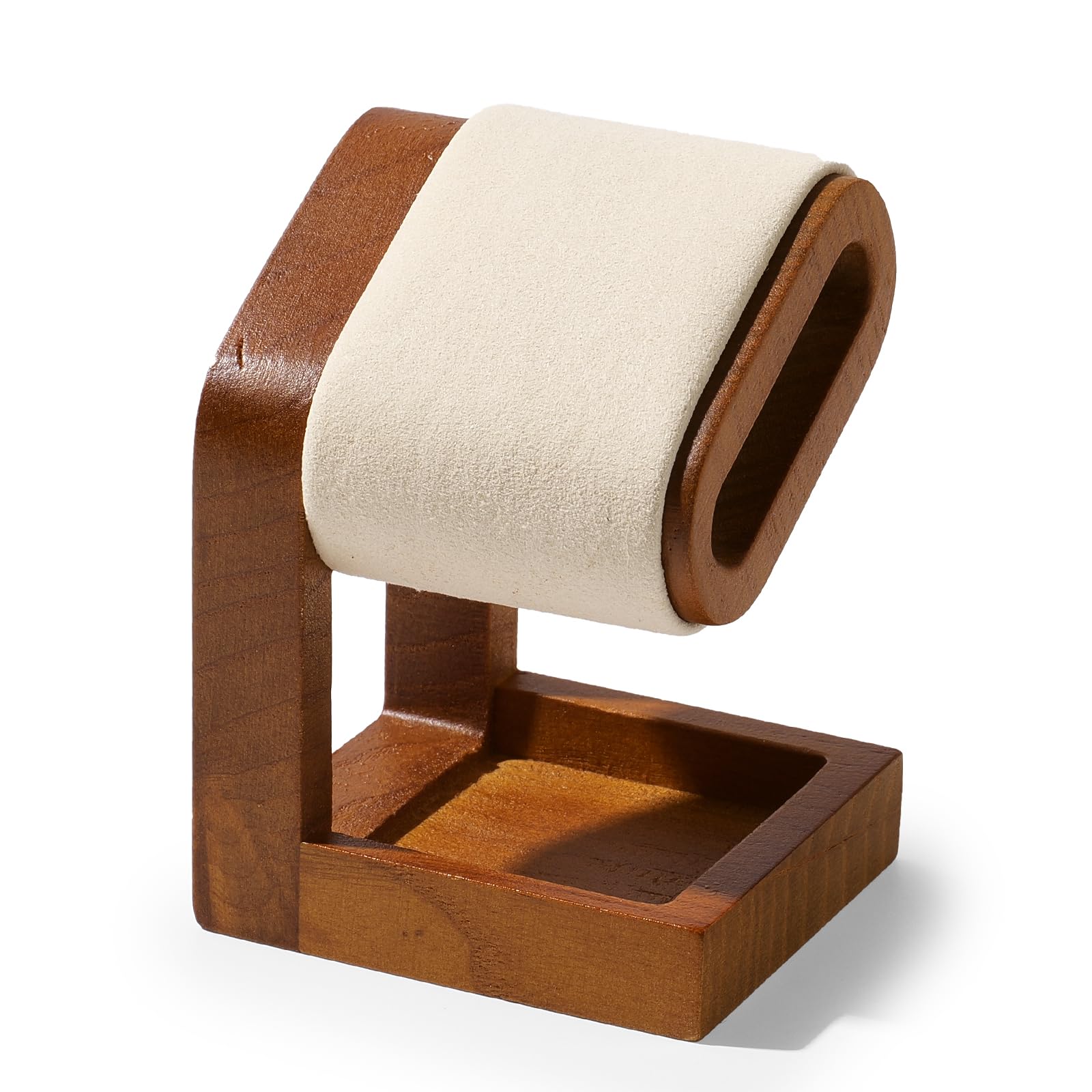 Oirlv Simple Bois Massif Support De Montre,Porte Montre,Watch Stand,Presentoir Collier(Blanc Crème)