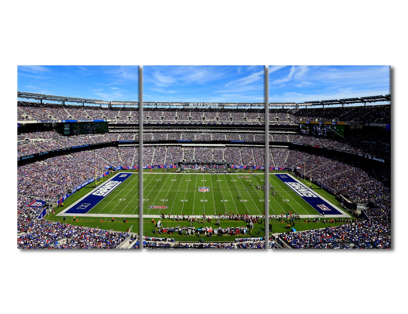 MetLife Stadium affiche football américain | Décoration murale triptyque 122x61 cm