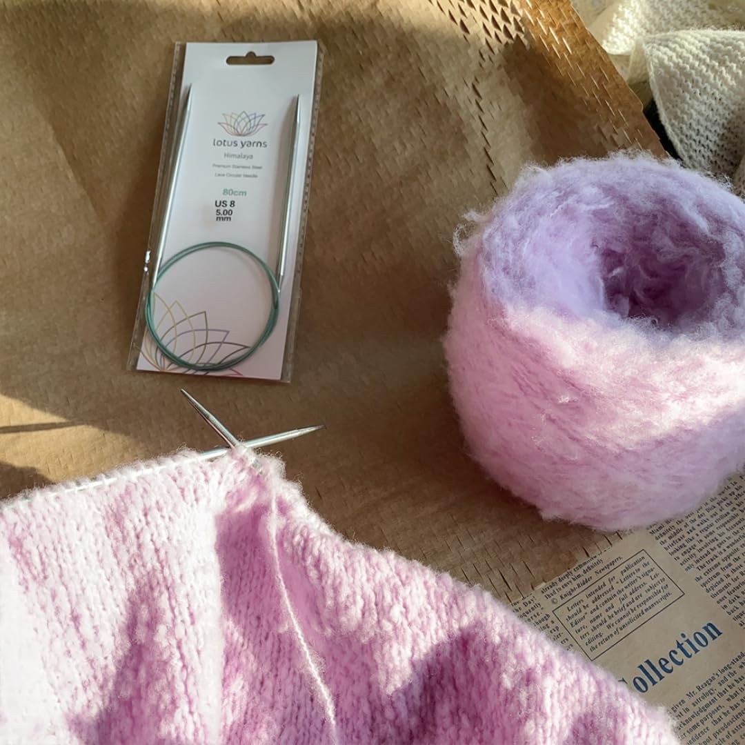 Lotus Yarns Himalaya 80cm/32in Fixed Circular Needle, Stainless Steel Shiny Knitting Needle, Smooth & Lightweight for Sweater Garments All Projects (Silver, 2.75MM/US2)