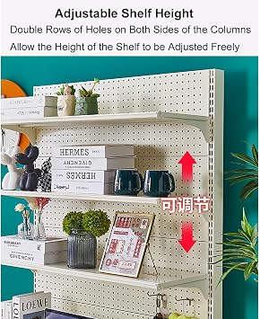 Desk Pegboard, Freestanding Peg Board Organizer, Shelves Height Adjustable, Metal Pegboard Panels, Large Peg Board Display Stand (Color : Black, Size : 126x165cm/49.6x65in)
