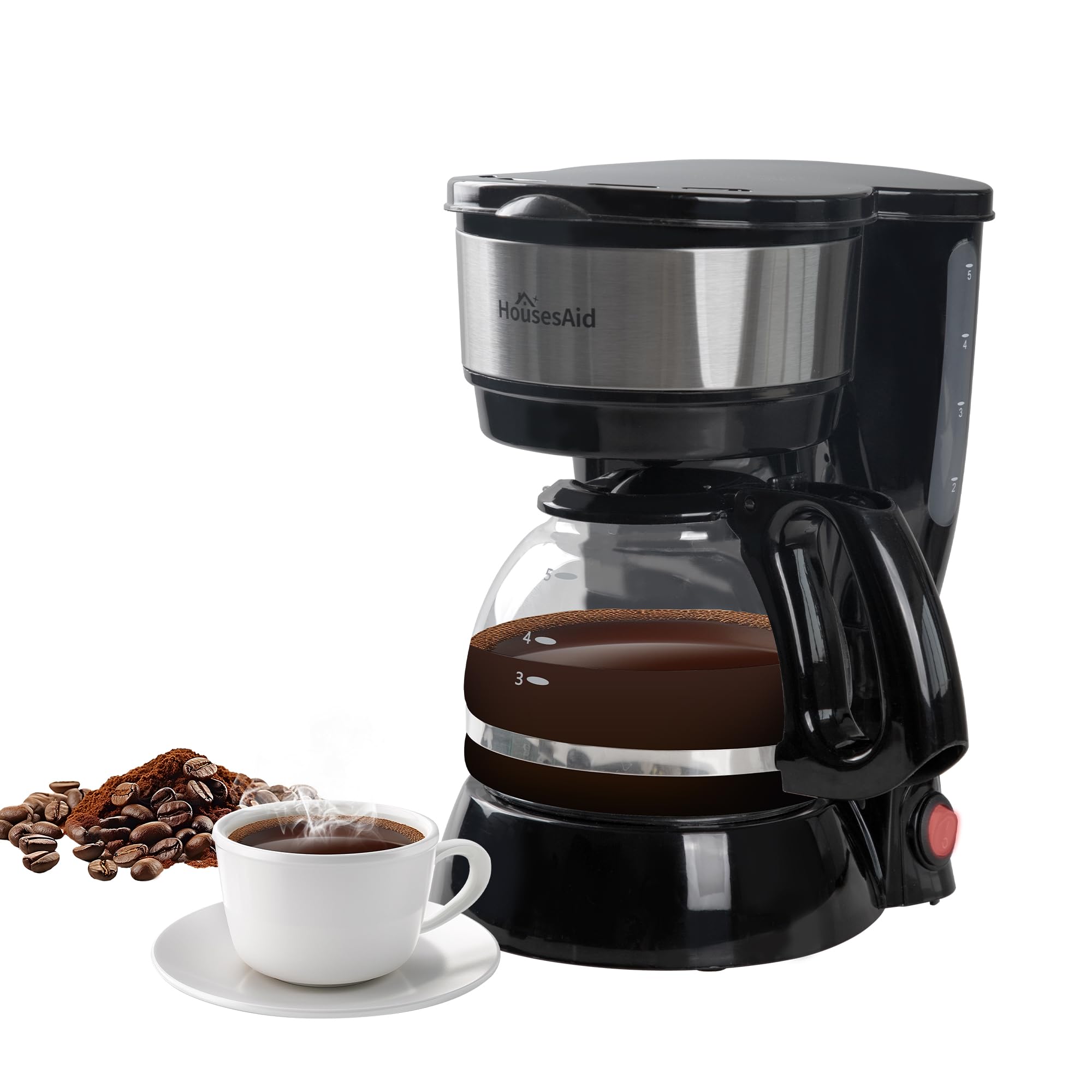 Photo 1 of [LEAKING WATER] HousesAid 5 Cup Coffee Maker, Compact Small Coffee Machine for 1-2 People, 0.75L Glass Carafe, 2-Hour Auto Shut-Off, 650W Fast Brew, Space Saving for Apartment, Dorm & Office