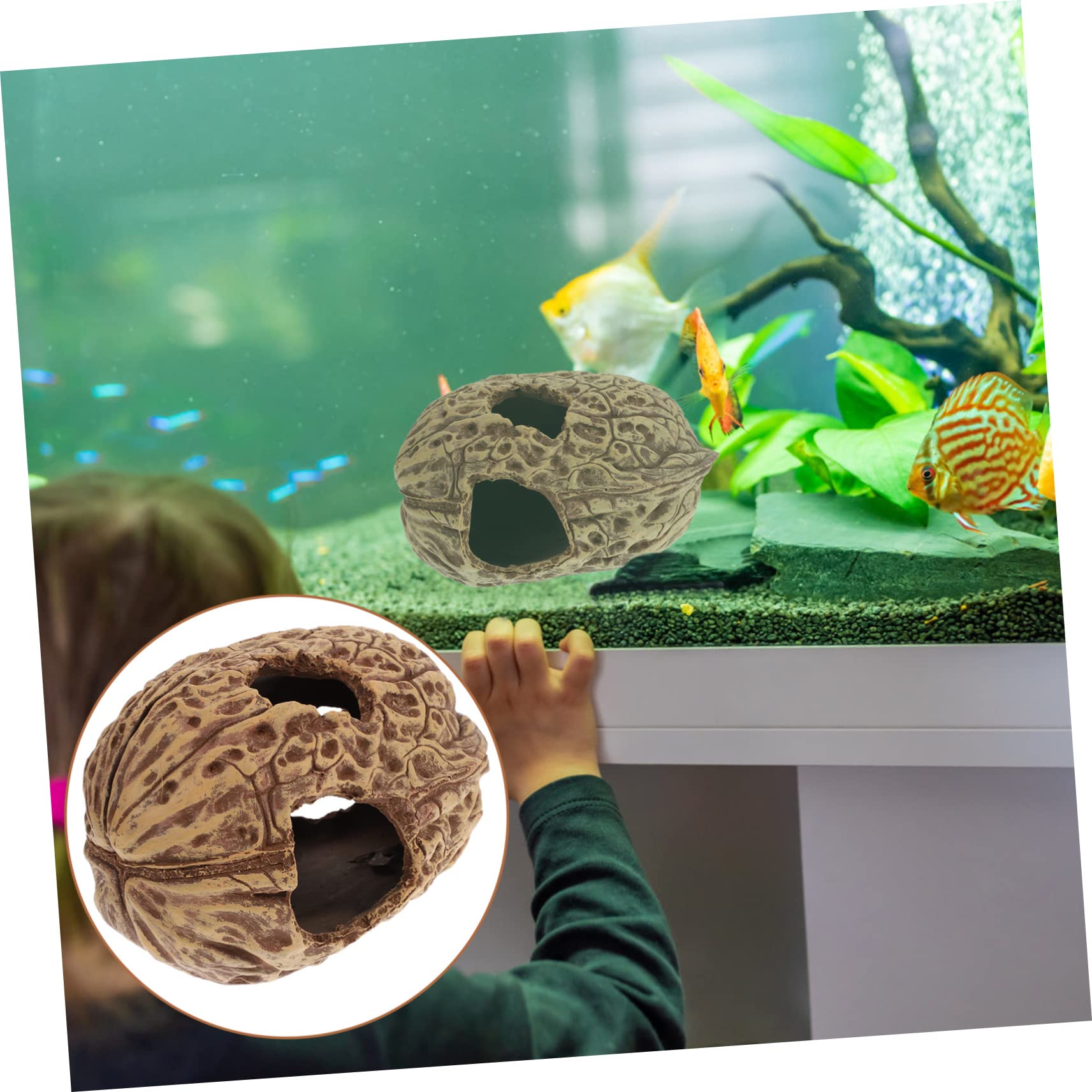 POPETPOP Aquarium Versteck Höhle Fisch Schutz Dekoration Spielzeug Naturstein Aussehen Wasserqualität Unbeeinflusst