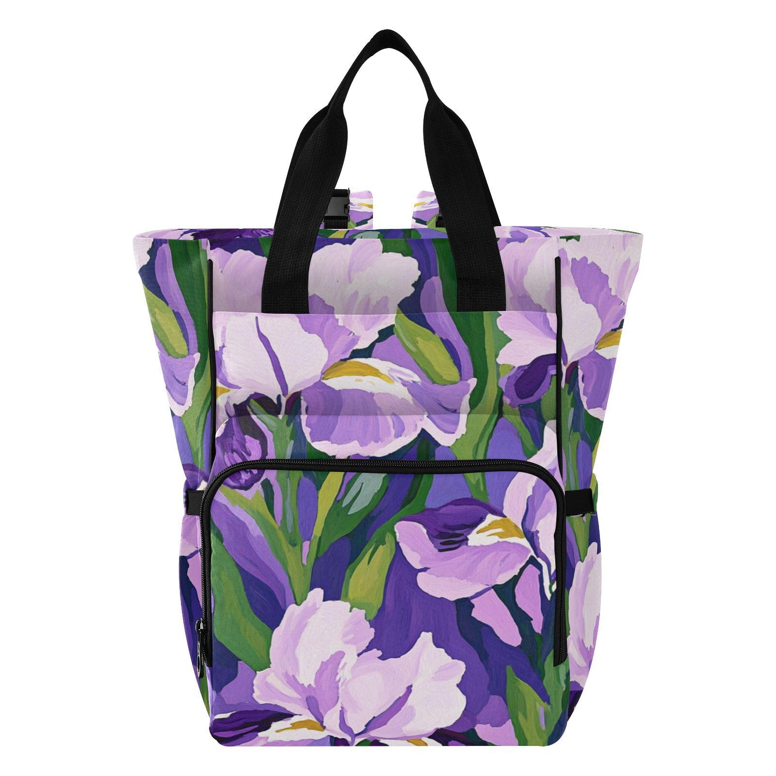 Zaino per pannolini Viola e Bianco Iris Flowers1_1