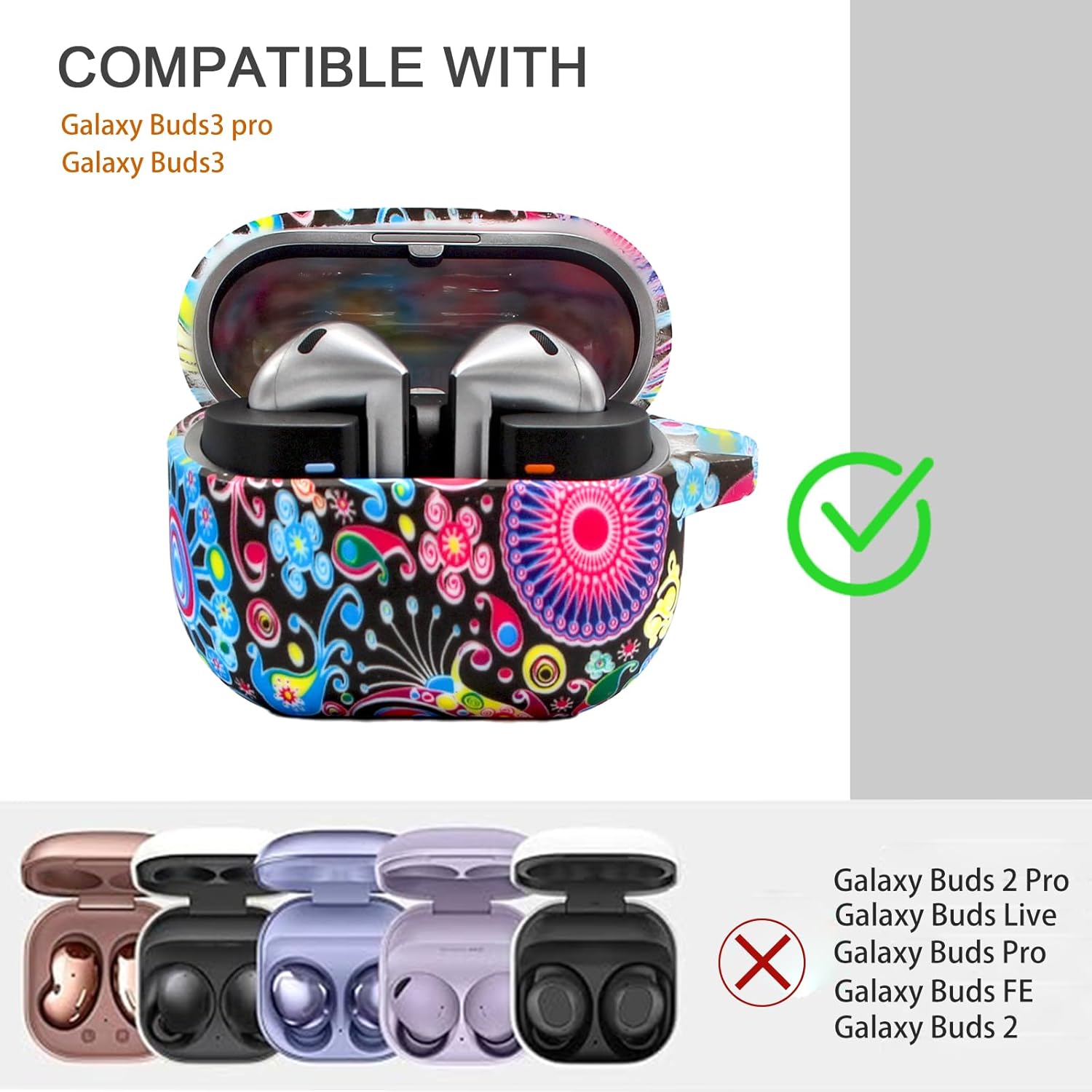 Case Compatible with Samsung Galaxy Buds 3 Case and Galaxy Buds 3 Pro Case(2024), Cute Wireless Charging Silicone Protective Case with Bracelet Keychain for Men and Women (Jellyfish) - Image 4