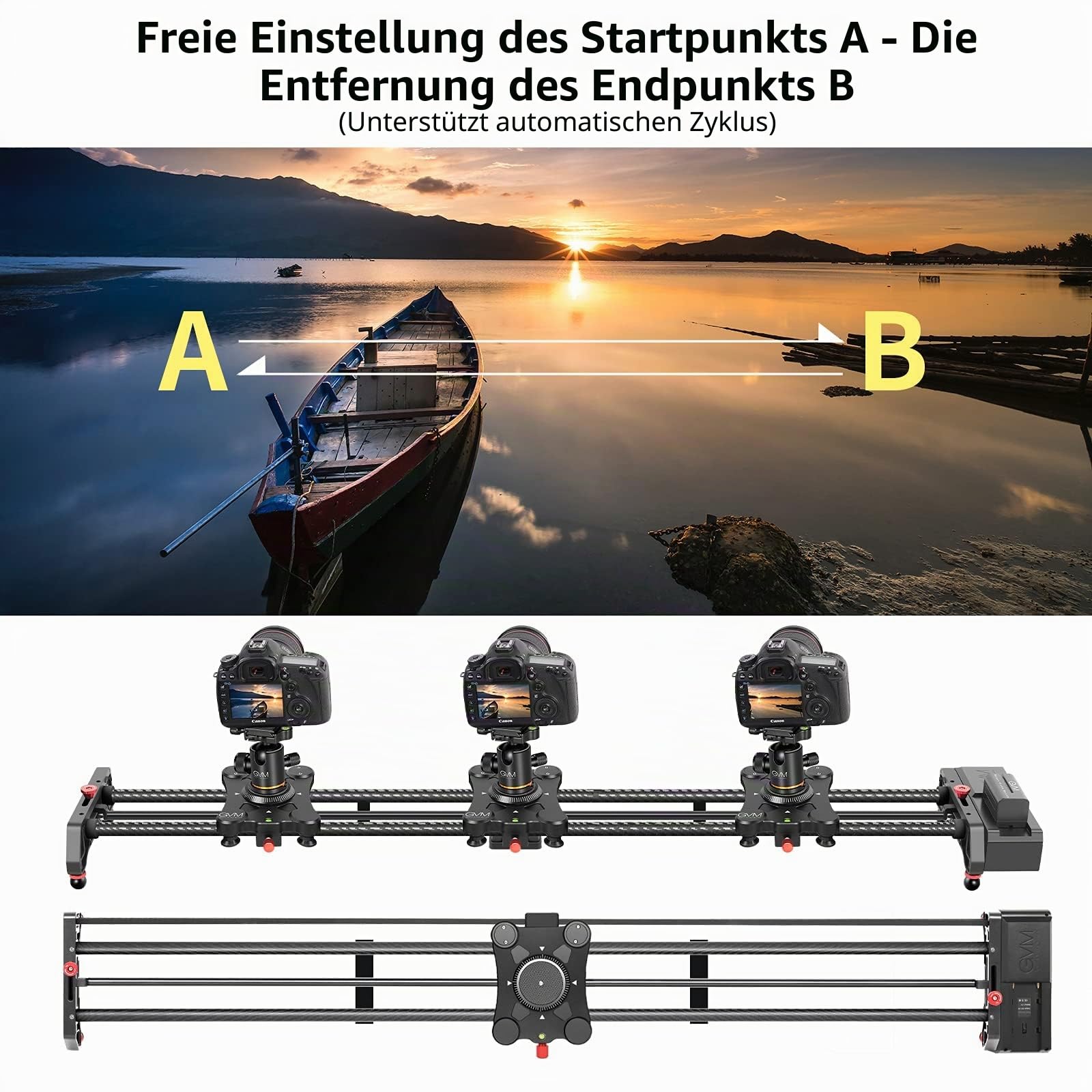 GVM Kamera Slider Motorisierter, 120cm Kamera Slider Dolly Rail mit APP Steuerung, motorisiertem Zeitraffer und Videoaufnahme Follow Focus Shot und 120-Grad-Panoramaaufnahmen, Video Schiebeschiene