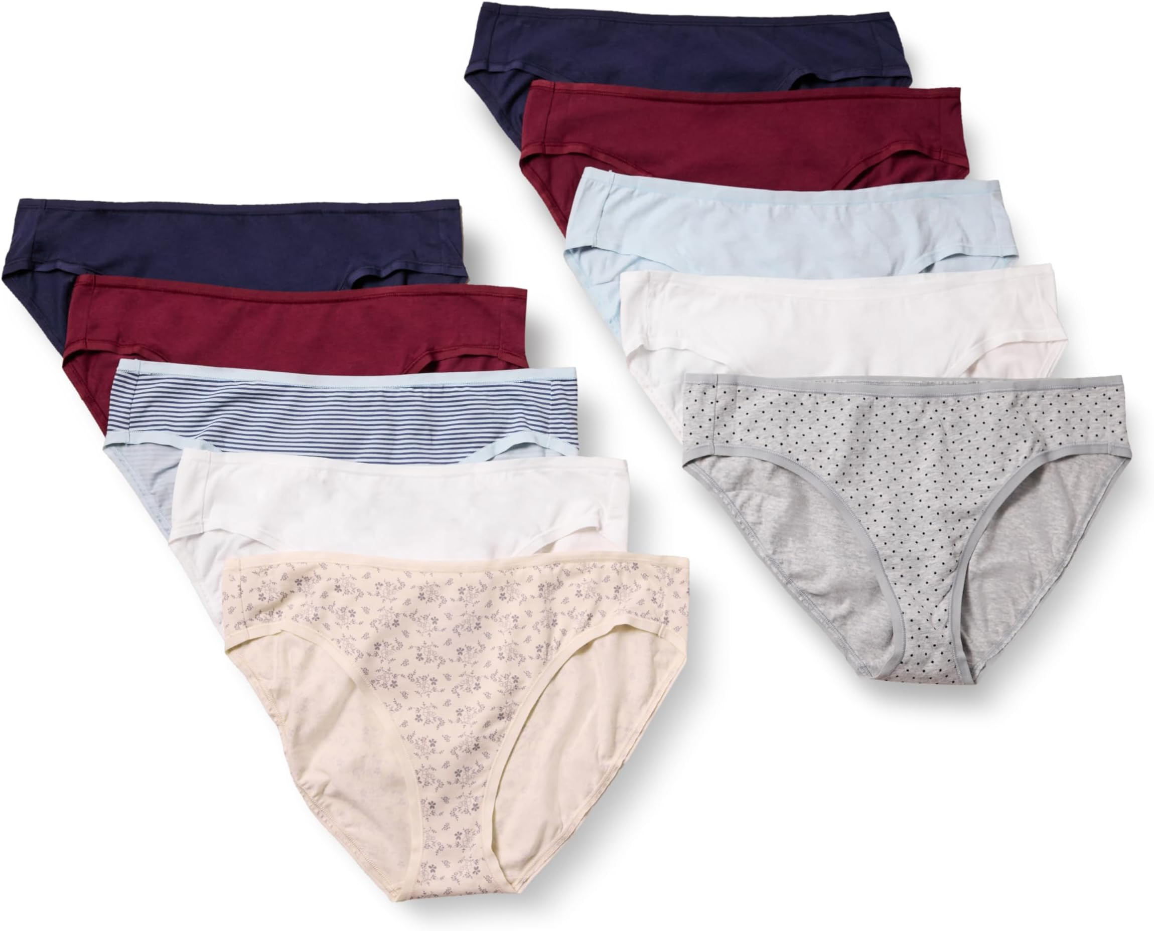 Amazon Essentials Women's Breathable Cotton Bikini Brief Underwear with Full Coverage, Multipacks