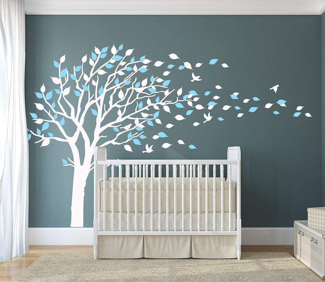 Amazon.com: LUCKKYY Tree Blowing in The Wind Tree Wall Decals Wall ...