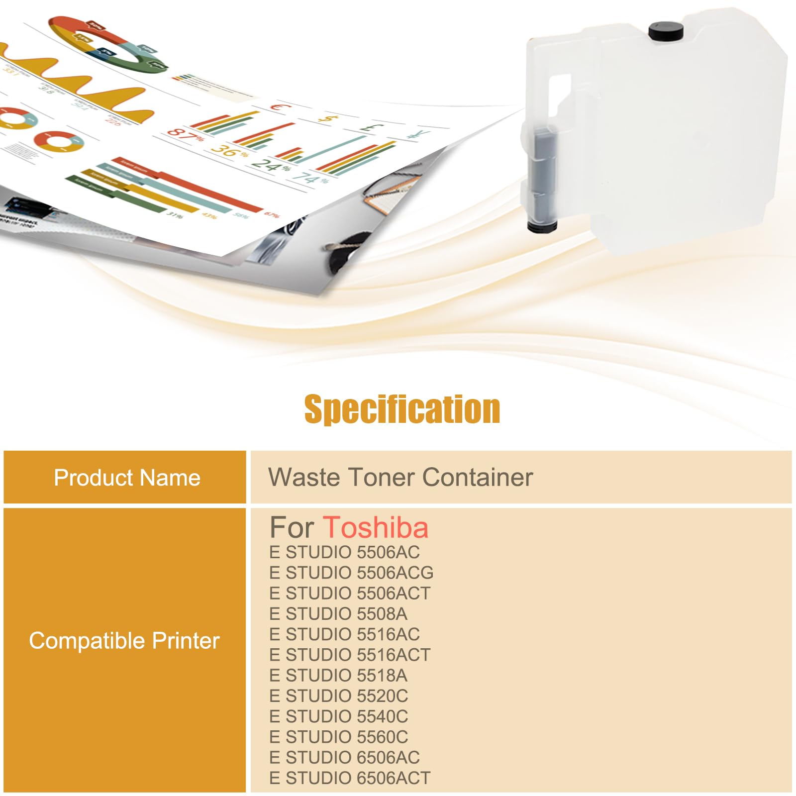 Bac De Récupération Toner Toshiba 6AG00002332 T-FC55E TBFC55 - 120000 Pages Pour E-Studio 5520 à 6570