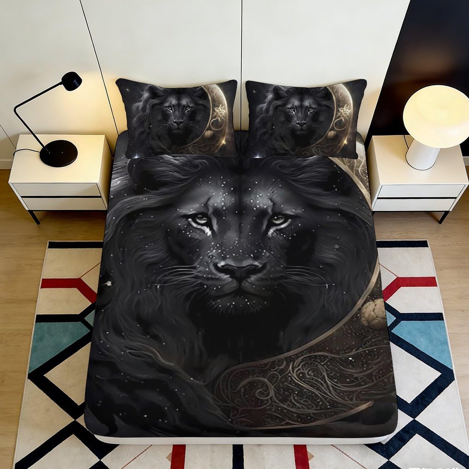 3D Printed Panther Fitted Sheet Microfiber Deep Pocket Non-Slip Bedroom Panther Mattress Fitted Cover Washable for Adults 90x200x25cm