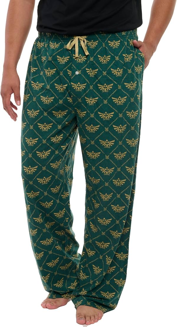 Pantalones de Casa para Hombre de Nintendo Legend of Zelda Pijama Verde | Licencia Oficial de Nintendo 100% Algodón Pijamas Bolsillos Cordón