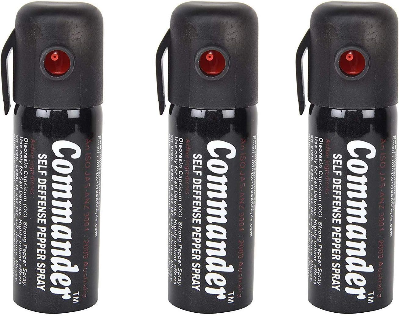 Self Defense Pepper Spray for Women Safety/Protection, 55 ml Compact Size with Clip | Max Protection - 35 Shots (3, Black)