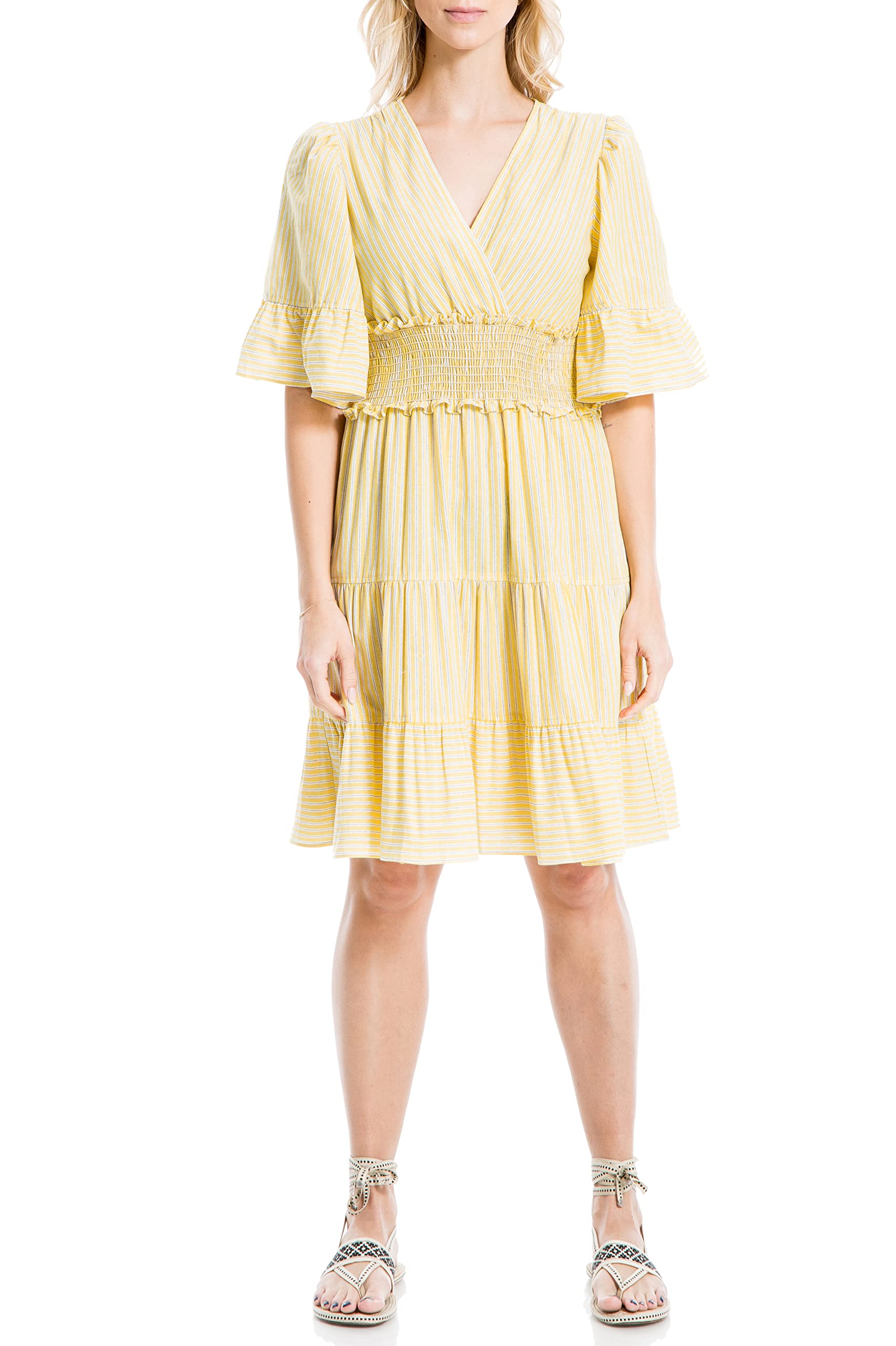 Max StudioWomen's Yarn Dye Tiered Short Dress