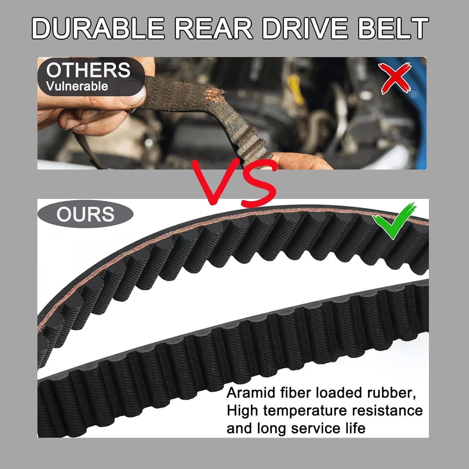 Rear Drive Belt 132Tooth 1-1/2" Aramid Belt Compatible with Harley Davidson Softail Tour Electra Glide Rider Fat Boy Heritage FLT FXR FLST FXST 1986-1994, Replace 40023-86 1204-0046