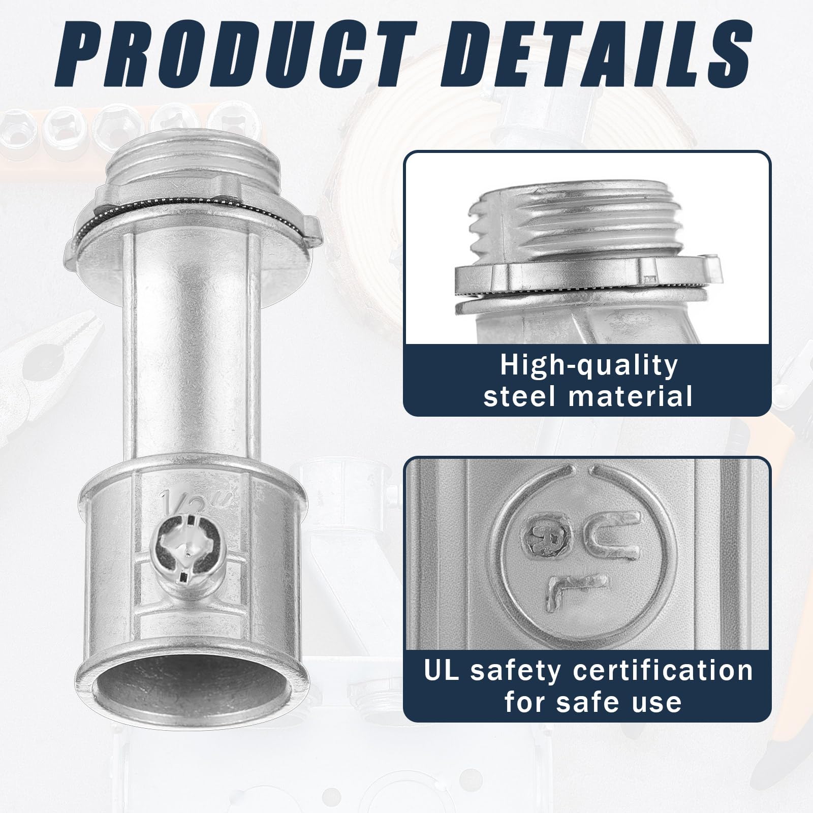 Relaxweex 4 Pack Emt to Box Offset Connector with Set Screw and Lock-nut Conduit Fittings for Electrical Fittings Galvanized Steel Emt Conduit Screw Connector(1/2inch) — Amazon image 3