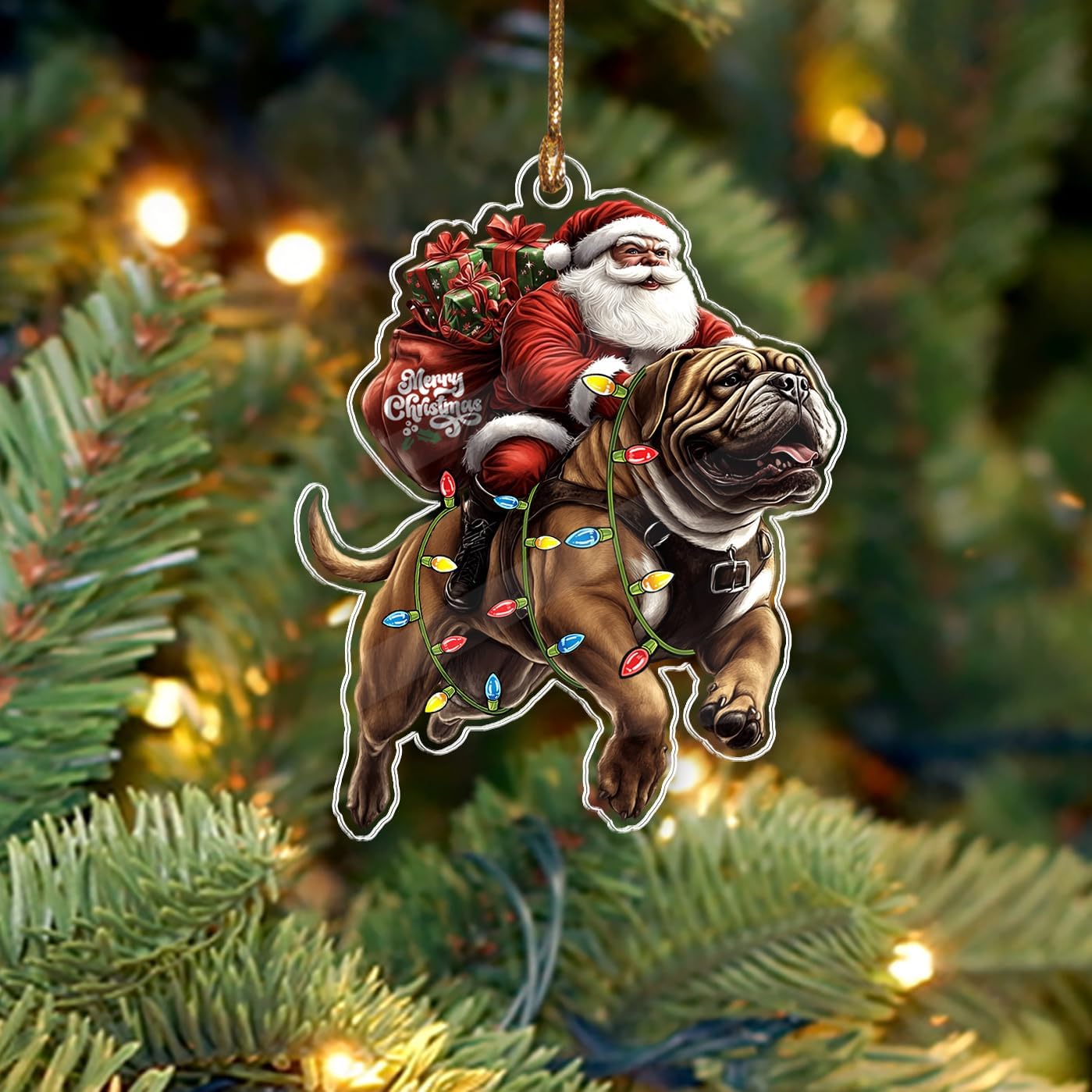 Funny Bullmastiff Santa Christmas Ornament 2025 