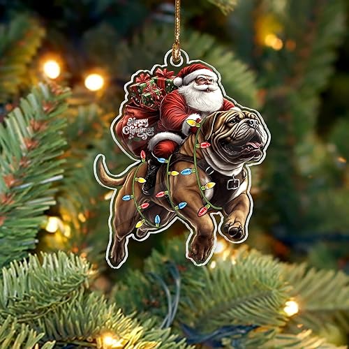 Funny Bullmastiff Santa Christmas Ornament 2025 – 2D Flat Acrylic