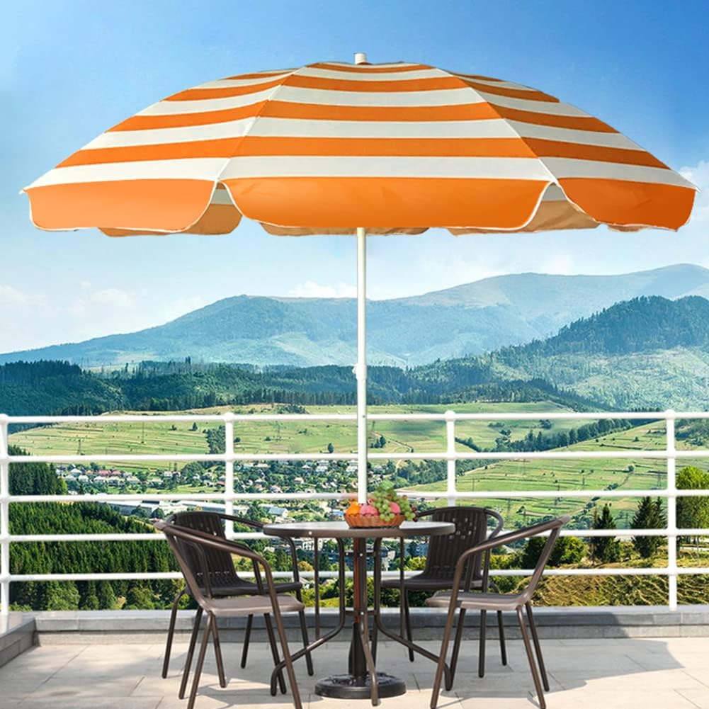 2.4m/7.9ft Stripe Beach Umbrella,UV Protection Outdoor Sunshade Umbrella,Table Market Umbrella,Patio Umbrella for Garden Pool Backyard