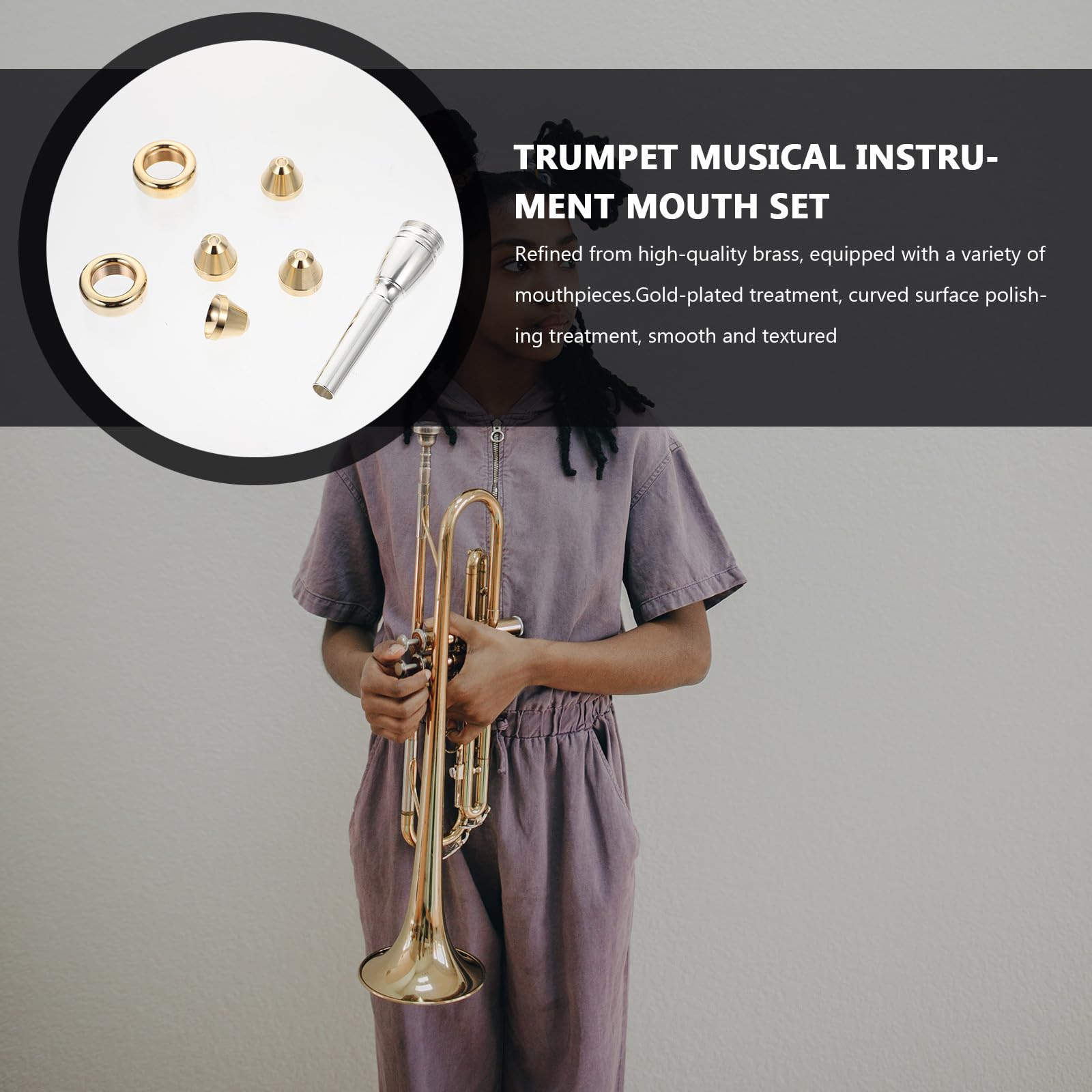 Toddmomy Set de 7 Embouchures pour Trompette en Laiton, Facile à Transporter Ranger, Accessoires pour Pratique en Famille et Groupes de Musique