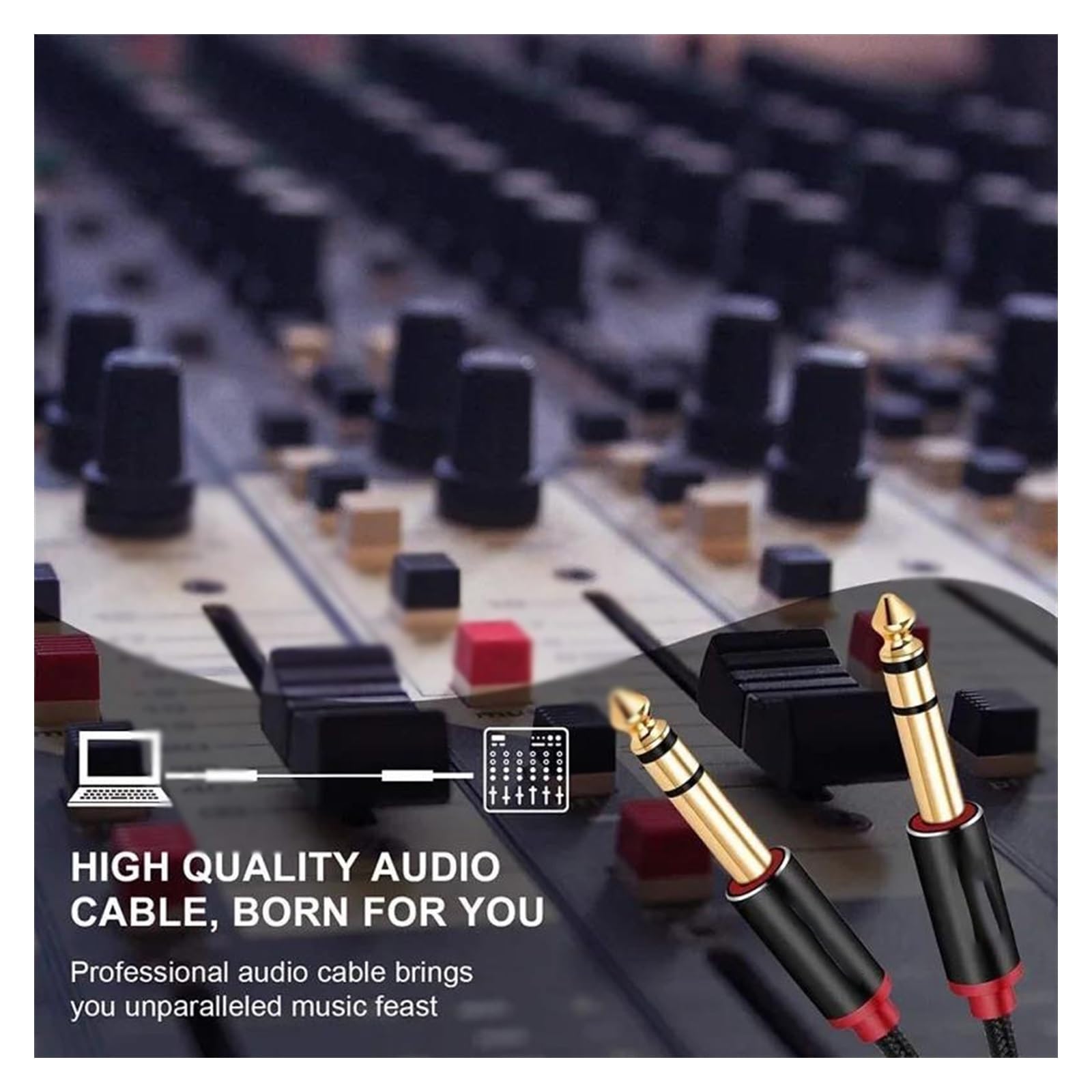 Cavo per strumenti per chitarra audio stereo da 6,35 mm maschio a maschio per basso elettrico Chitarra Audioper ConnettoriCavo Audio Er Chitarr (Size : 300cm)