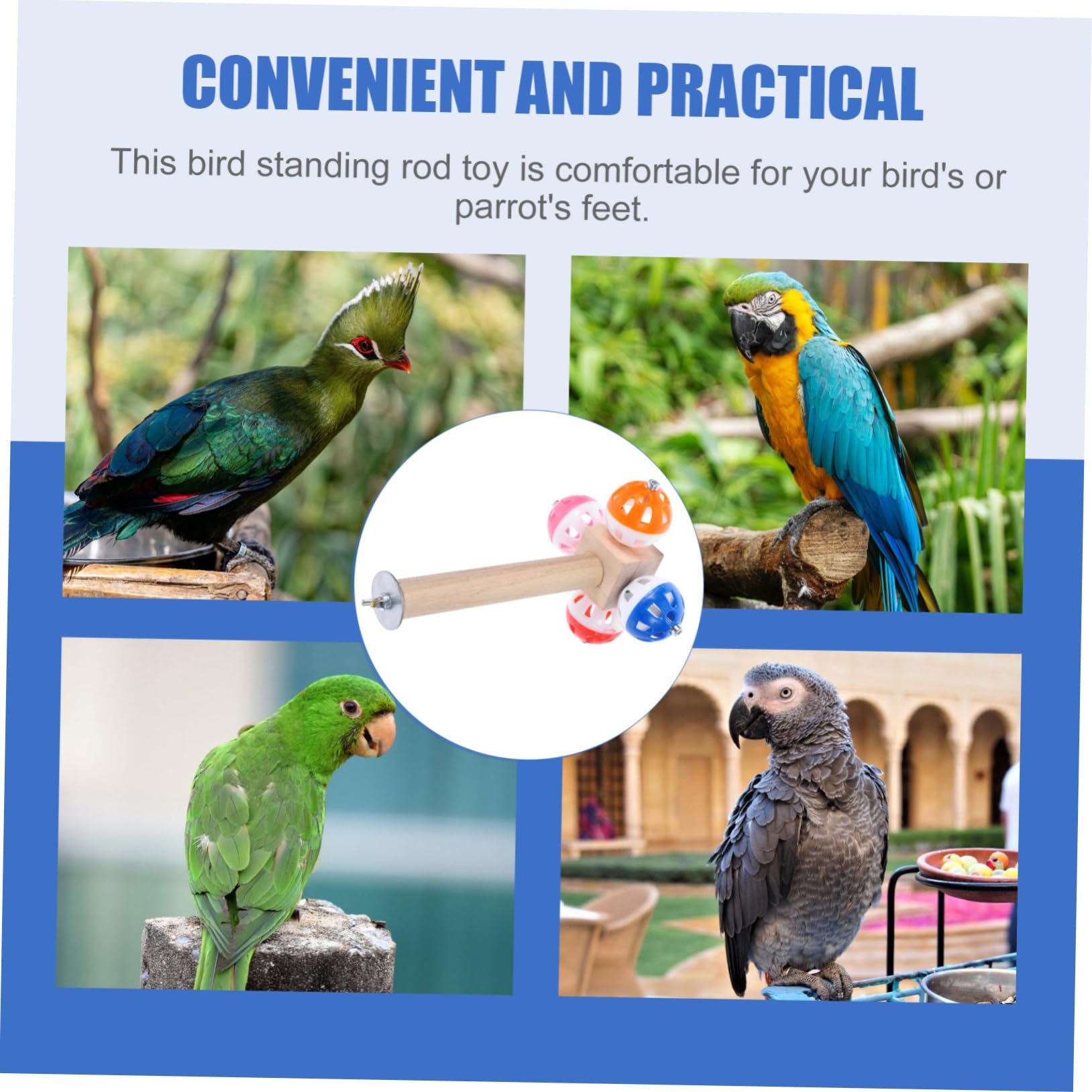 Toddmomy 3piezas Perchadero para Aves con Pelota Giratoria Soporte para Jaula De Periquitos y Accesorio para Juguetes De Aves Diseño Texturizado y Instalación