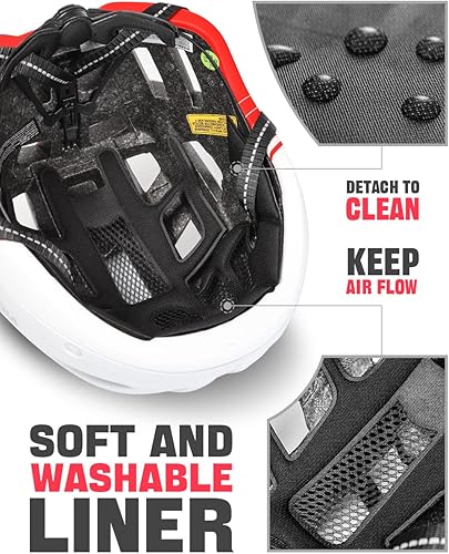 Miniatura 20 de VICTGOAL Casco de bicicleta con luz trasera recargable por USB, gafas magnéticas desmontables, visera solar extraíble, cascos de bicicleta de Negro