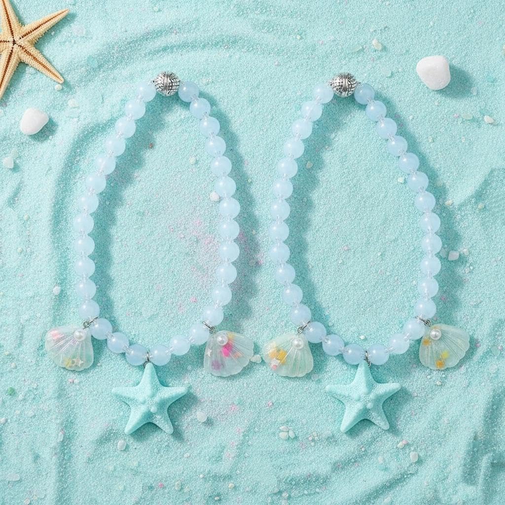 2 Pcs Ocean-Themed Curtain Tiebacks with Shell & Starfish Pendants - Beaded Holdbacks for Bedroom Living Room