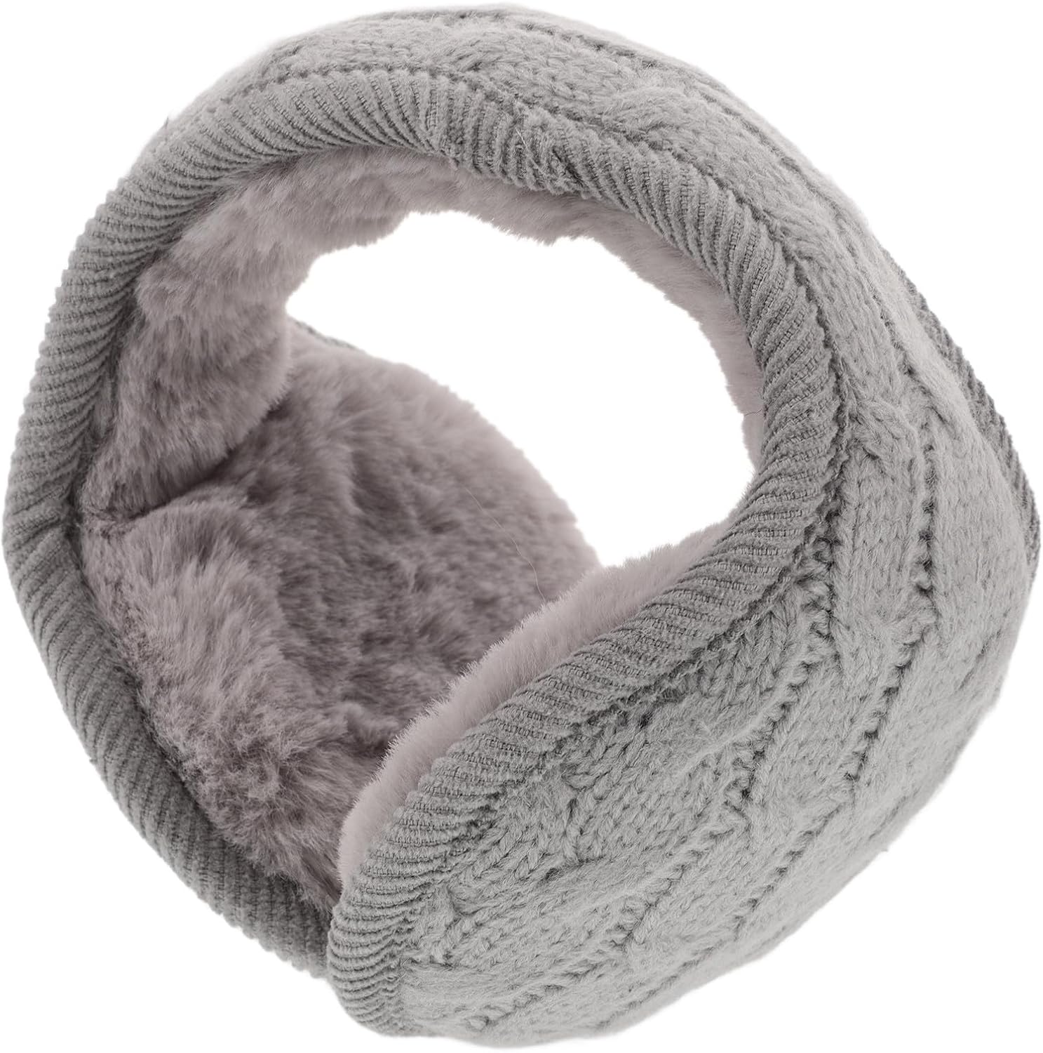 SHOWERORO Foldable Knit Ear Muffs with Fleece Lining Thickened Winter Ear Warmers for Men and Women Outdoor Cold Weather