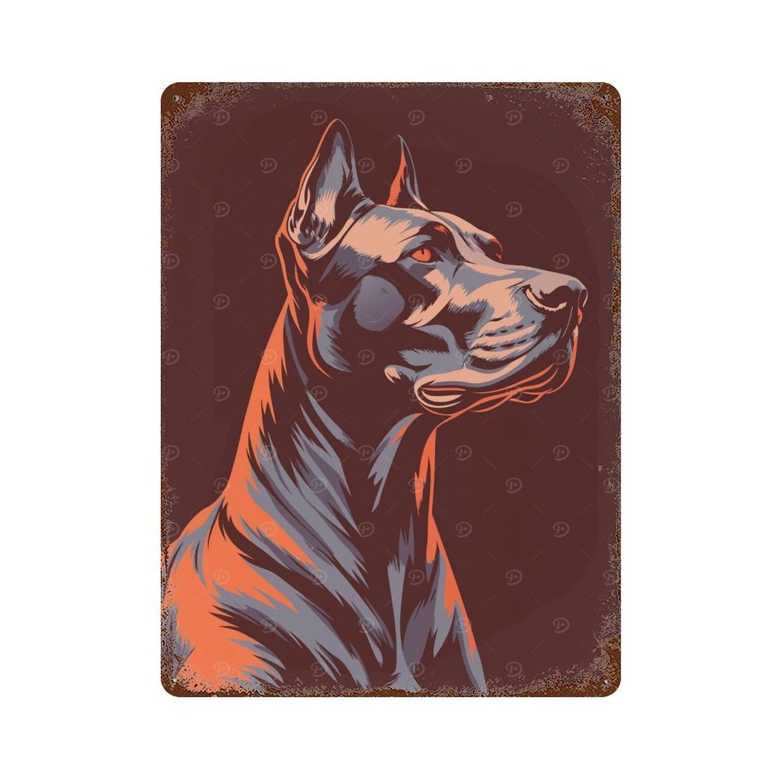 Retro Metal Sign with Stylized Dog Portrait Design 15.7"x11.8", for Living Room, Hallway And Home Decor, Vintage Wall Decor