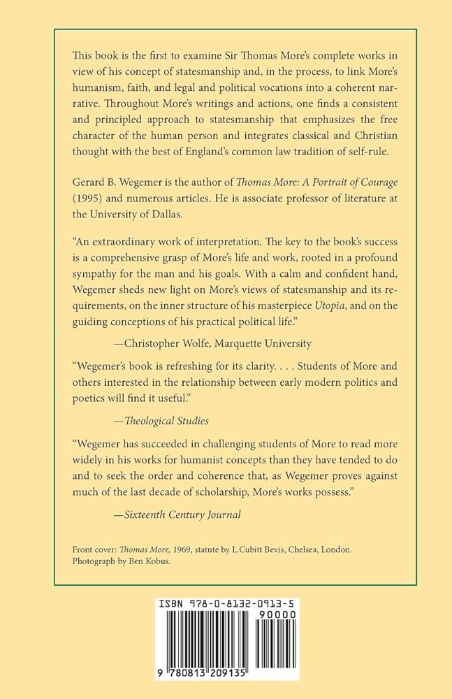 【中古】 Thomas More on Statesmanship/CATHOLIC UNIV OF AMER PR/Gerard B. Wegemer Thomas More on Statesmanship: Wegemer, Gerard B