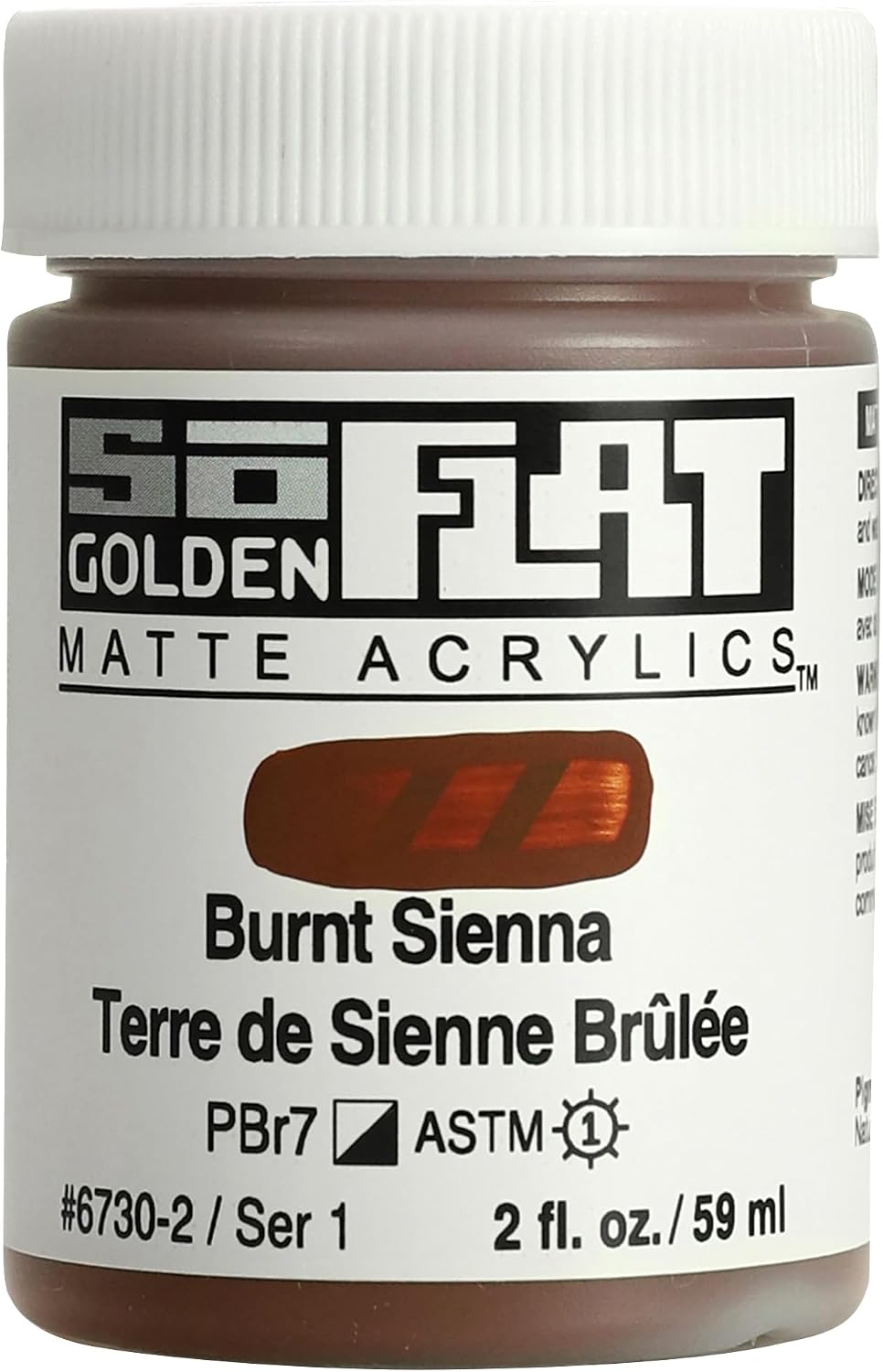 GOLDEN SoFlat Matte Acrylics, Burnt Sienna, 2 fl. oz. Jar, Professional Acrylic Paint, Semi-Opaque