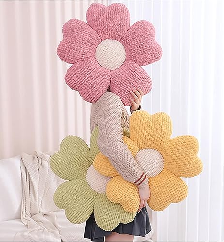 Miniatura 7 de Almohada de pétalos de felpa agradable a la piel. Suave y cómoda, esponjosa y completa, meticulosa mano de obra (19 pulgadas, amarillo)