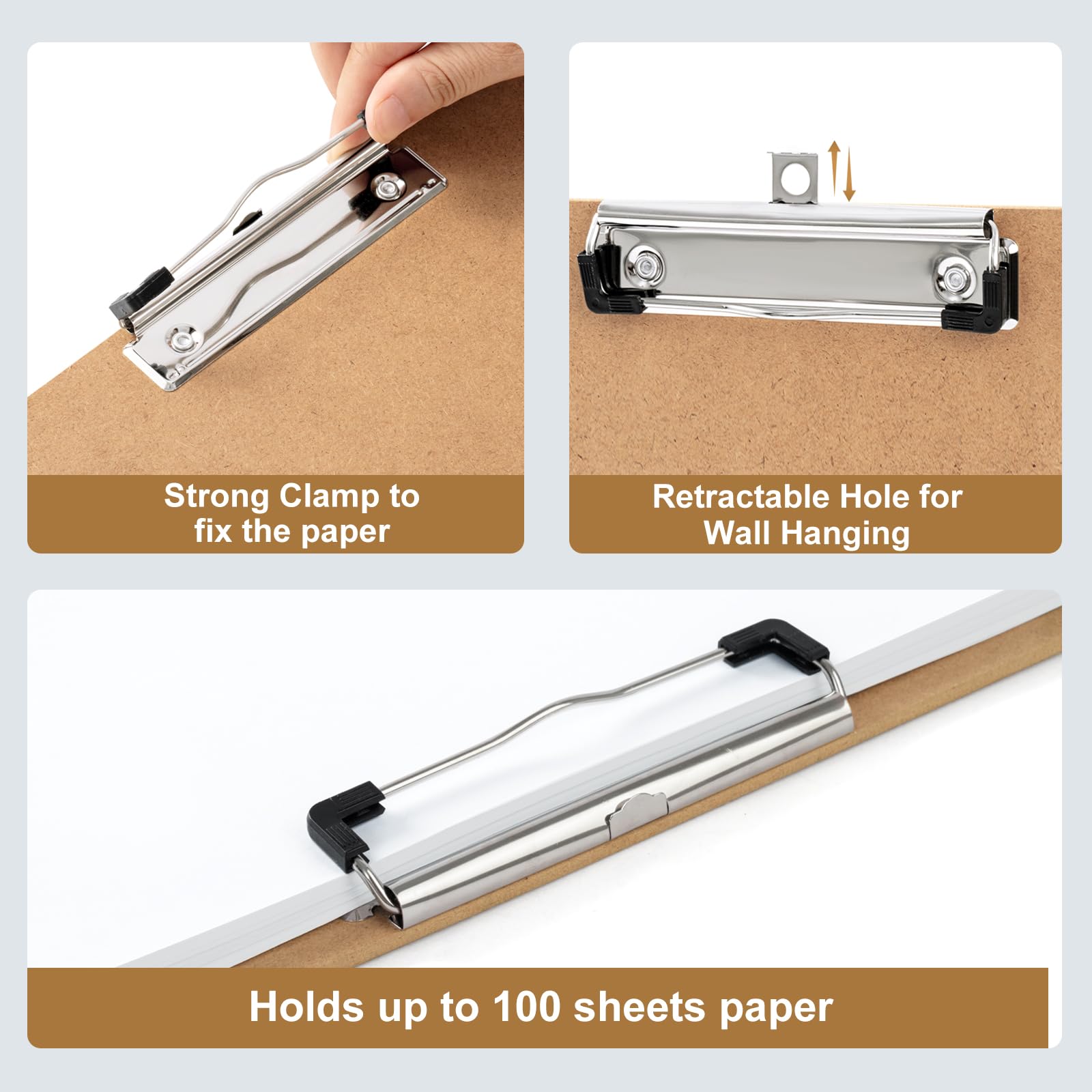 Srvnpioy A3 Clipboard, 2 Pack, Extra Large Clip Board, Vertical MDF Wood Lap Boards - Image 4
