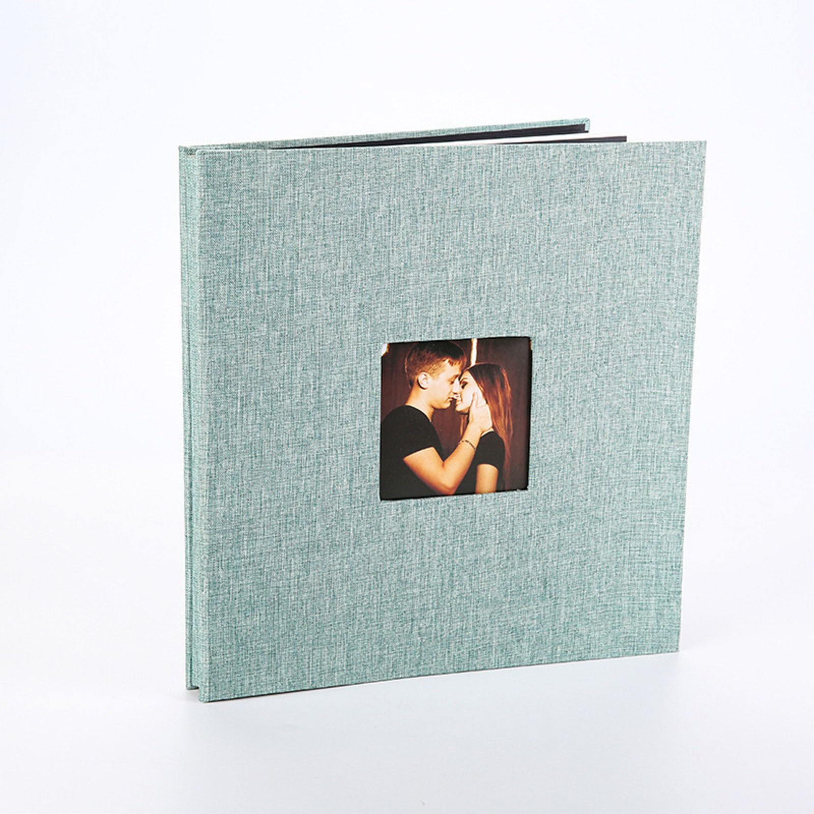 Álbum de fotos adhesivo con cubierta de lino y ventana para bodas, viajes, cumpleaños, recuerdos, regalo de 40 páginas