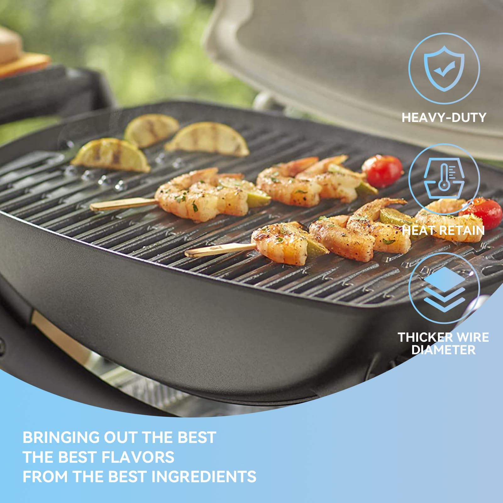 27,3 x 38,8cm Grillrost für Weber Q200, Q220, Q260, Q2000, Q2200, Q2400 Series Gasgrills, Gusseisen Grillrost Ersatzteile Zubehör for Weber 7645, 65811, 2 Stück
