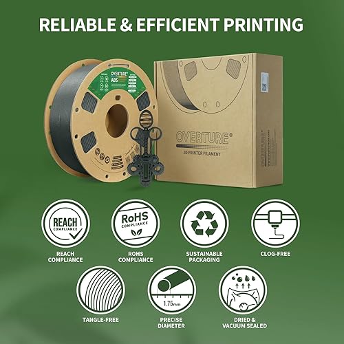 Miniatura 6 de OVERTURE Filamento ABS de 0.069 pulgadas, carrete ABS de 2.2 libras, filamento de impresora 3D, precisión dimensional +- 0.001 in, se adapta a la