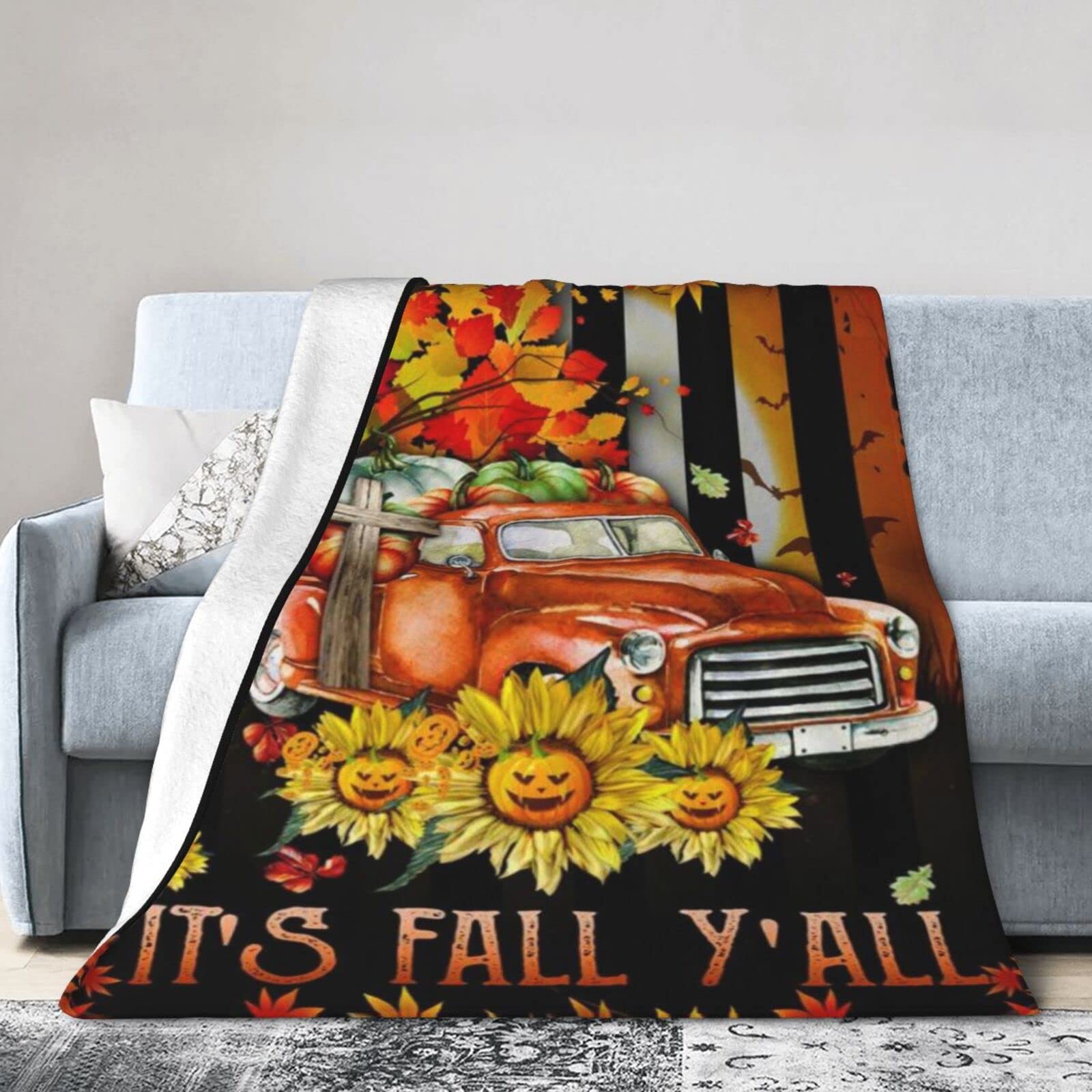Lsjuee Flannel Fleece Blanket 60"X50" It‘s Fall Y‘All Sofa Throw Blanket Weighted Ultra-Soft Travel Winter Blankets for Adult Keep Warm