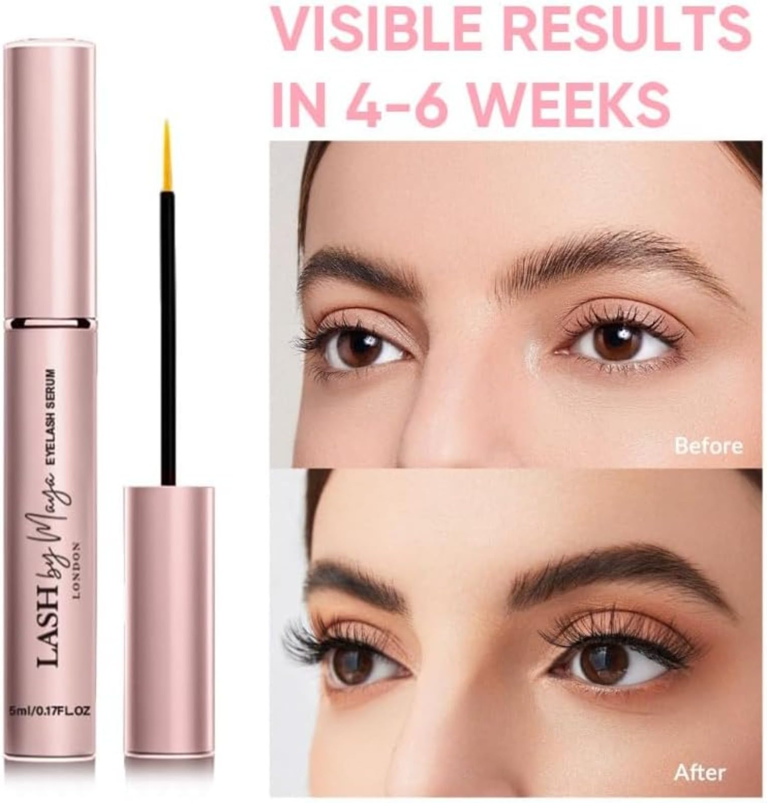 Glowsty Lashes Siero Ciglia London Rosa 2.0 per Ciglia più Lunghe Spesse e Piene