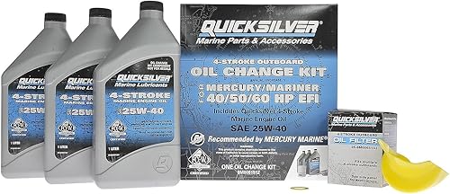 Kit de cambio de aceite Quicksilver de 4 tiempos  para motores fuera de borda Mercury  15, 20, 25, 30, 40, 50, 60, 75, 90, 115, 150, 175, 200, 225,