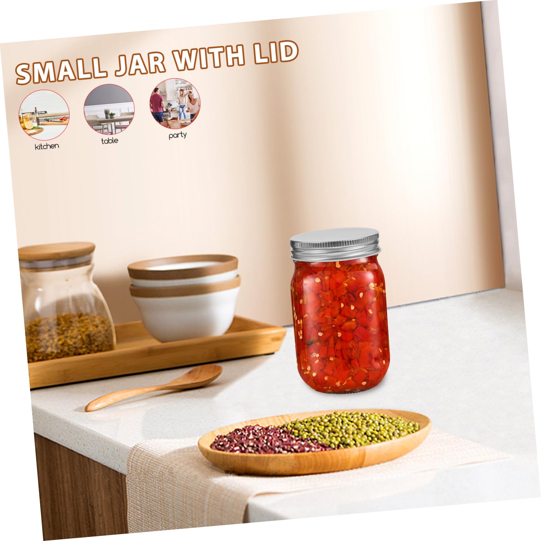 LIFKOME 4 Stück Mason Jar Einmachgläser Aus Glas Mit Deckel 380 Ml Transparente Honigspender Für Küche Und Haushalt Gefriergeeignet Und Wiederverwendbar