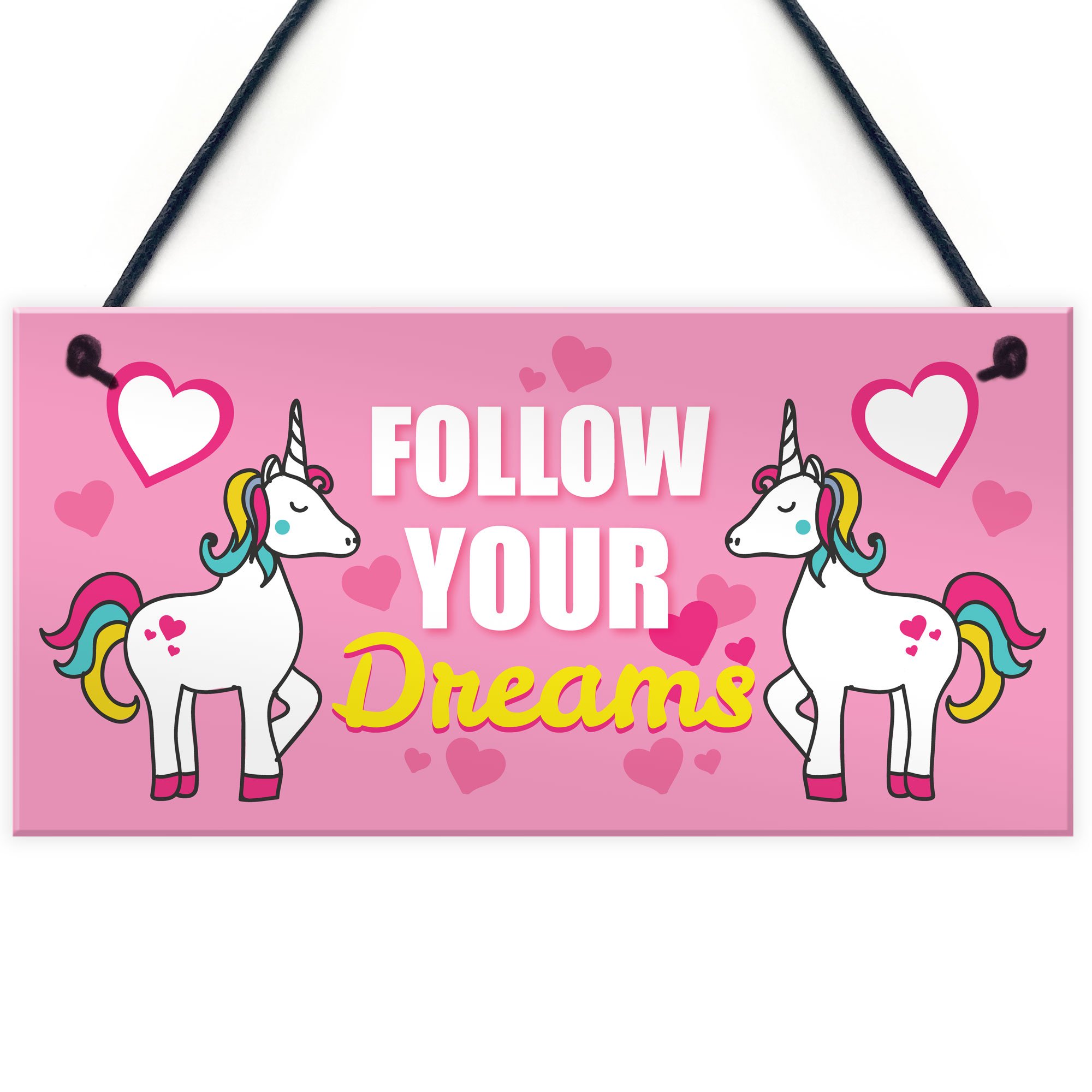 Red Ocean Follow Your Dreams Shabby Chic Unicorn Wall Bedroom Quote Plaque Sign Friendship Birthday Gift