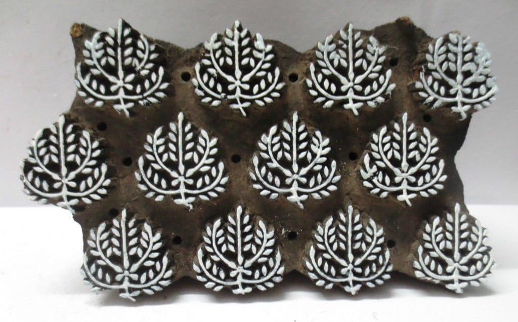 VINTAGE WOODEN CARVED TEXTILE PRINTING FABRIC BLOCK STAMP WALLPAPER PRINT HOT 55